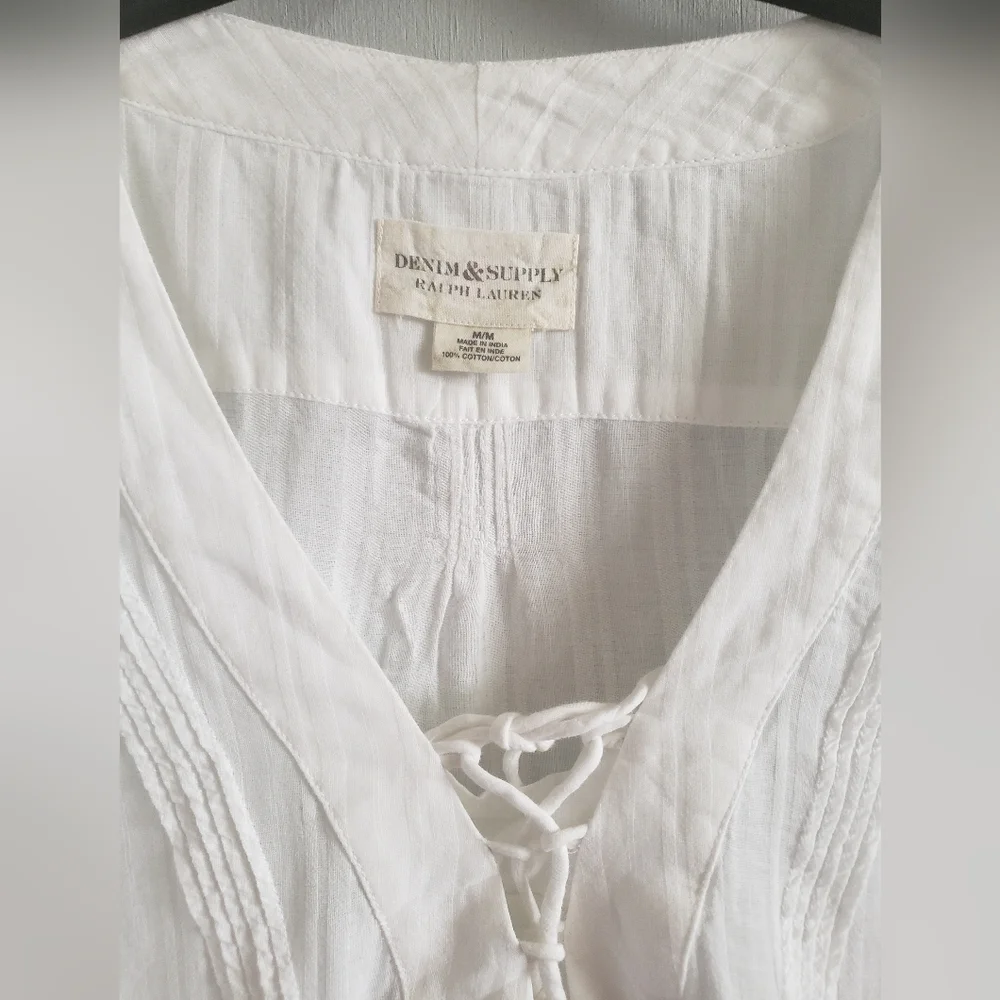 Ralph Lauren White Tie Up Blouse NWT - Picture 2 of 3